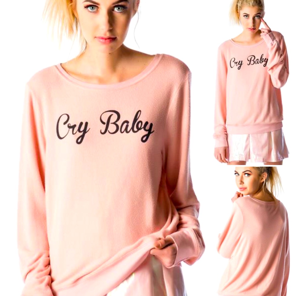 Wildfox Cry Baby Baggy Beach Jumper In Rose Dusty Pink Size Small